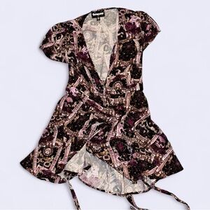 Dolls Kill Black and Purple Patterned Mini Dress